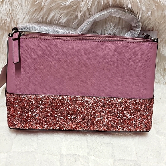 Kate Spade Ramey Pink Glitter Purse Crossbody Shoulder Bag Elegant - Picture 5 of 9